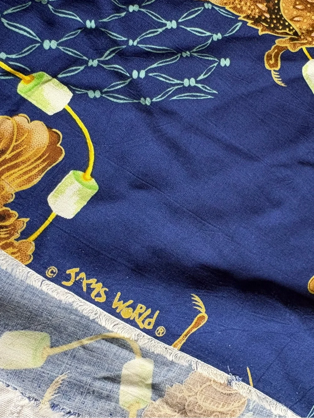Jams World fabric 3.5 yards rare hard to find nautical lobster rayon Hawaiian